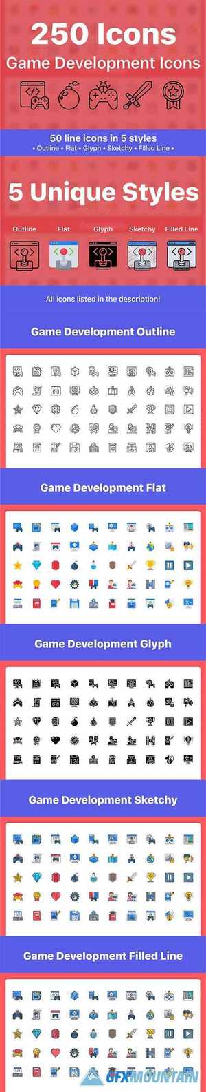 250 Game Development Icons