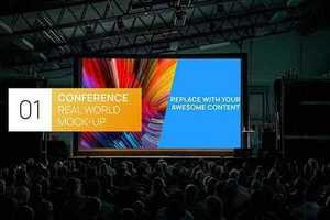 Download Conference Hall Dark Projector Real World Mock Up Free Download Graphics Fonts Vectors Print Templates Gfxmountain Com