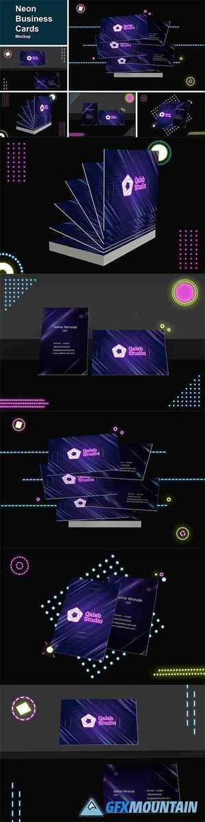 Neon Business Cards Mockup