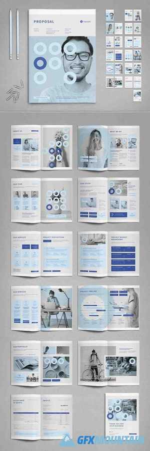 Agency Proposal Layout in Pale Blue and Light Gray 336176345