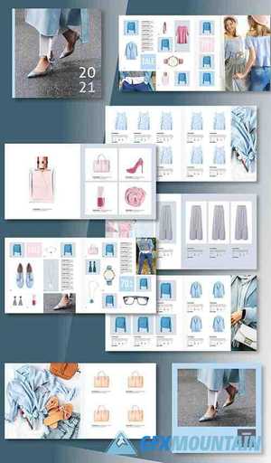 Square Product Catalog Layout with Gray and Blue Accents 333232395
