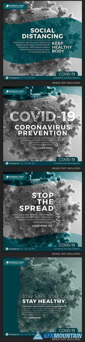 Coronavirus instagram post or banner template