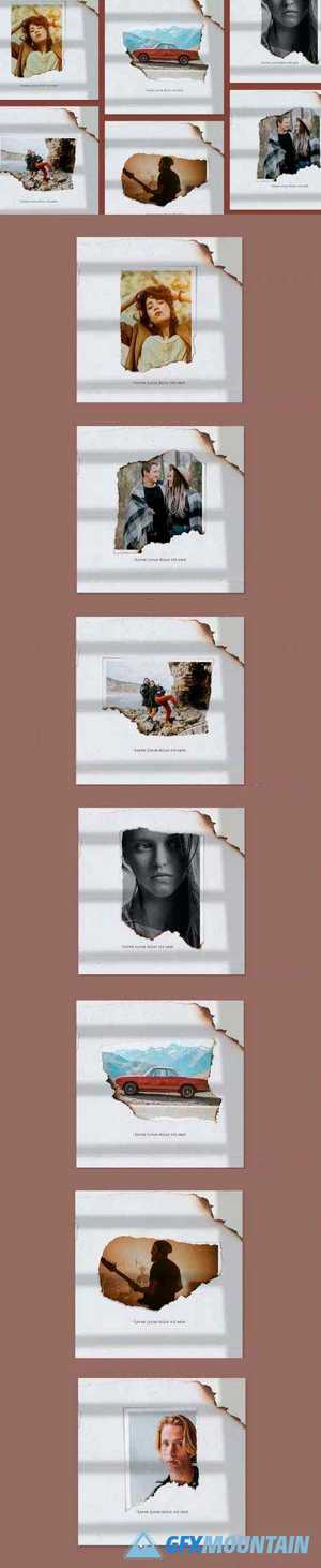 Paper torn & burn photo templates