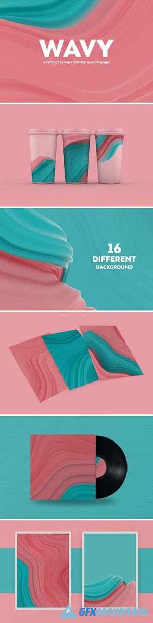 Abstract 3D Wavy Striped Backgrounds