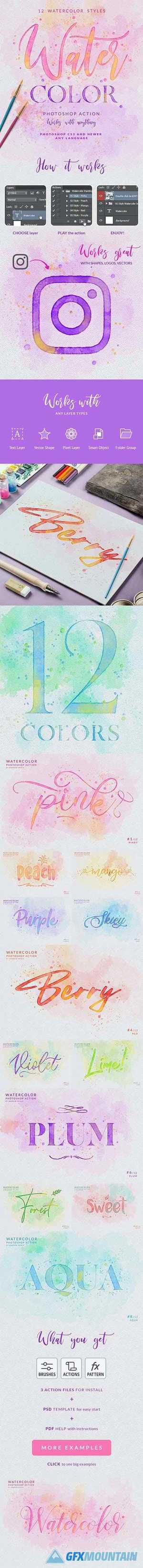 Watercolor Painting - Photoshop Action 25787736