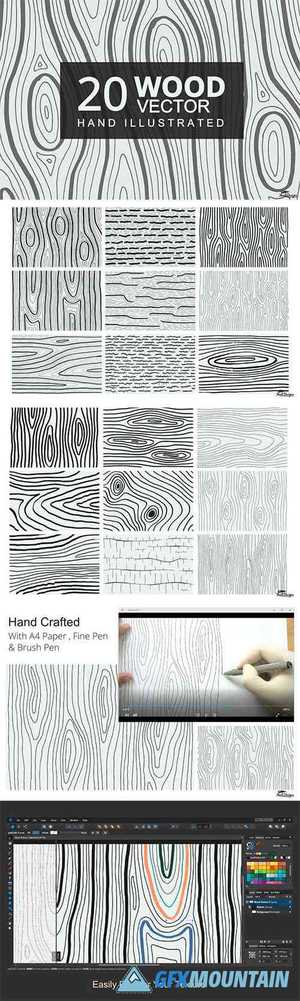 Hand Illustrated Wood Texture Vector 3944871