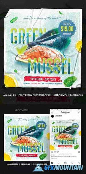 Seafood Square Flyer & Instagram Post 26340135