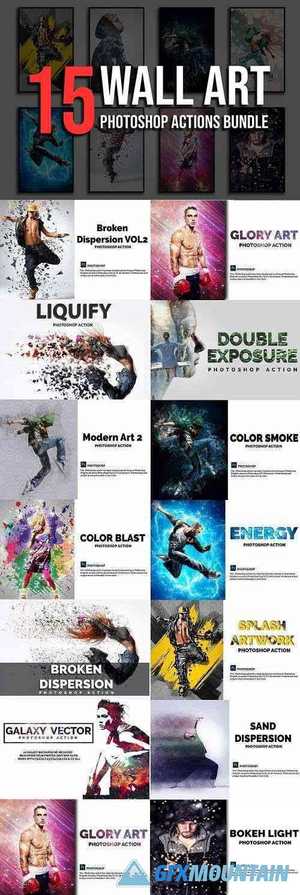 15 Wall Art Photoshop Actions Bundle 4828627