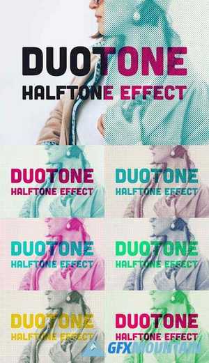 Halftone Duotone Mockup Effect 345976051
