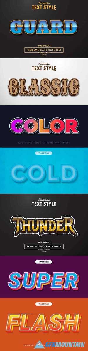 Editable font effect text collection illustration design