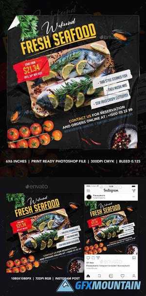 Seafood Square Flyer & Instagram Post 26340263