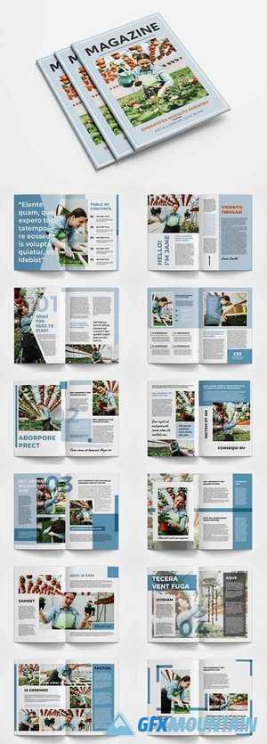 Magazine Layout with Blue Accents 339226530