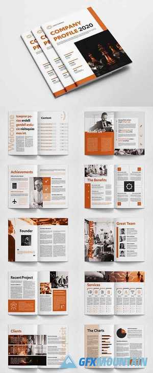 Company Profile Layout with Orange Accents 336781115