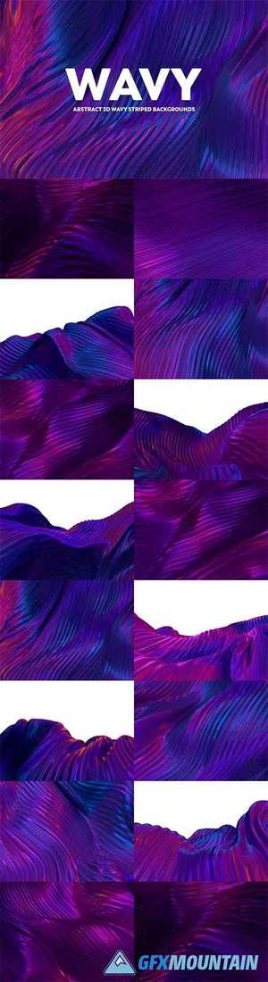 Abstract 3D Wavy Striped Backgrounds