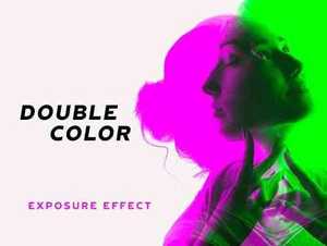 Double Color Exposure Photo Effect Mockup 353215098