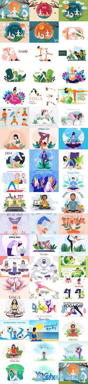 Yoga International day and meditation design illustration