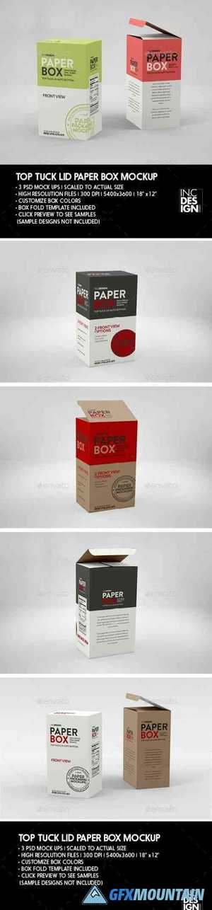 Paper Top Lid Tuck Box Packaging Mockup 27036434