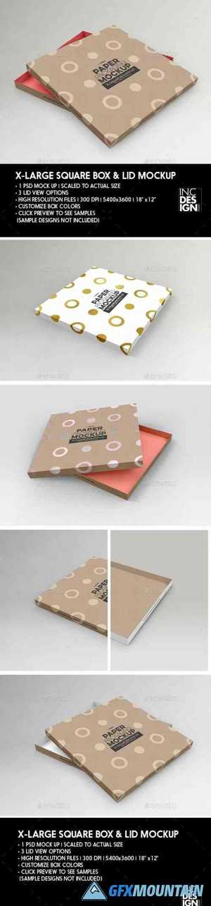 Paper XL Square Box and Lid Packaging Mockup 27036240