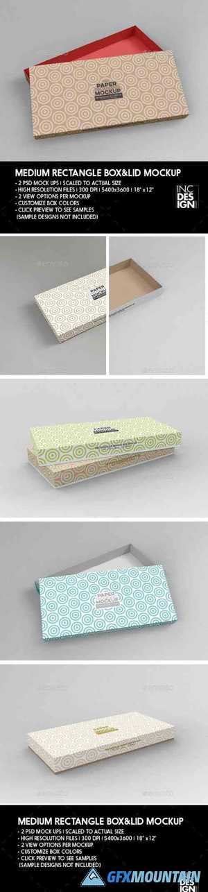 Medium Rectangular Paper Box and Lid Packaging Mockup 26651000