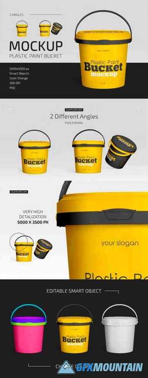 Plastic Paint Bucket Mockup Set 5034716