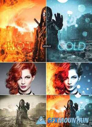 Hot Fire and Freezing Cold Effect Mockup 357902605