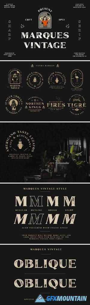 Marques Vintage Font Family + Extras 5061907