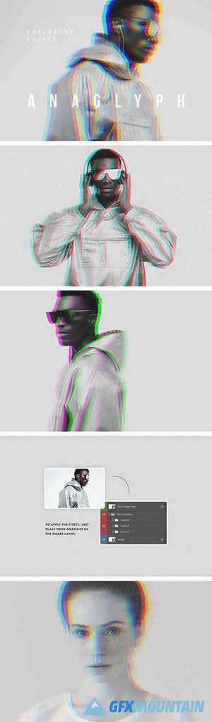 3D Anaglyph PSD Effect - 3 Premade Anaglyph Effects
