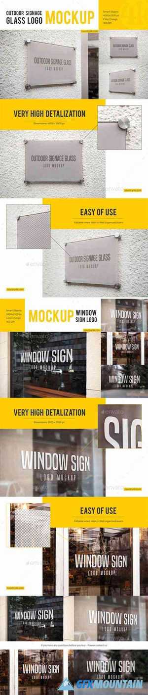 Glass Signage and Window Sign Logo Mockup Bundle 27880989