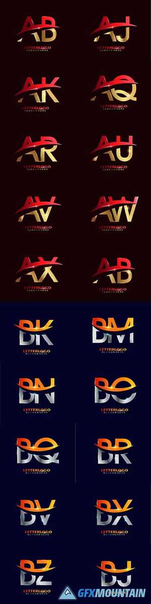 INITIAL LETTER AND BRAND NAME COMPANY LOGOS DESIGN