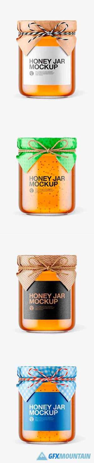 Glass Honey Jar with Paper Cap Mockup