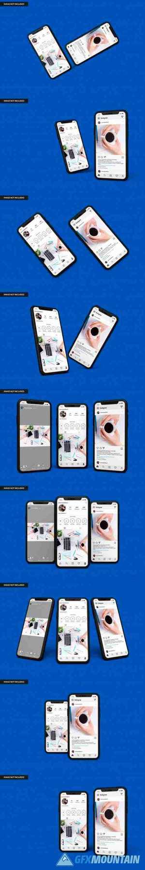 Smartphone mockups to display instagram post template