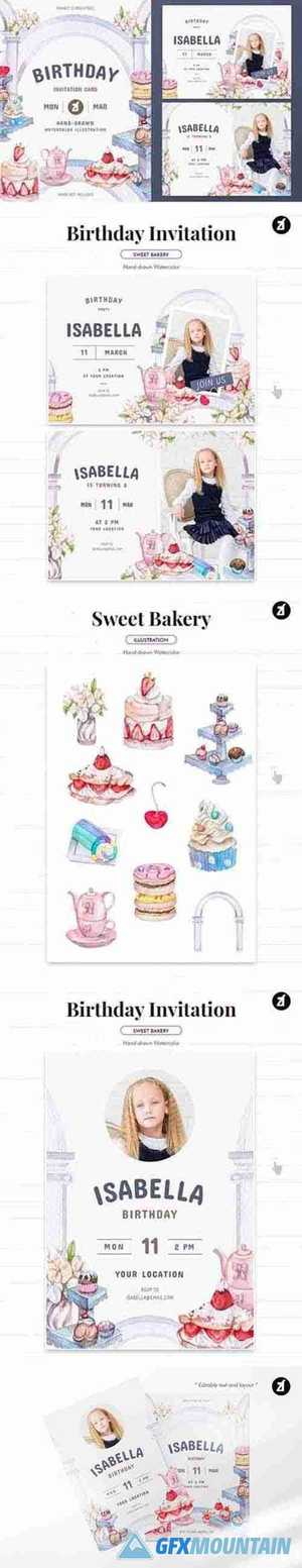 Sweet bakery theme birthday invitation card