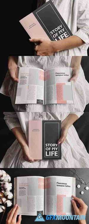 Woman Holding Softcover Book Mockup