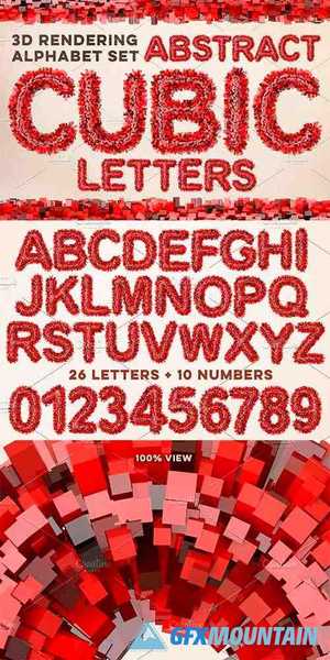 3D Cubic Red Letters Pack - 639332