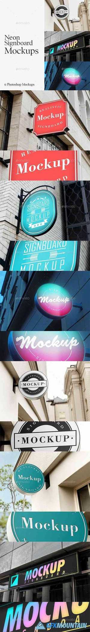 6 Neon Signboard Mockups 28700015