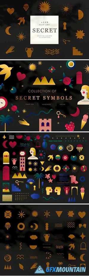Secret symbols vector logo icon set