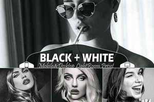 18 Black White Mobile & Desktop Lightroom Presets B&W Filter - 827424