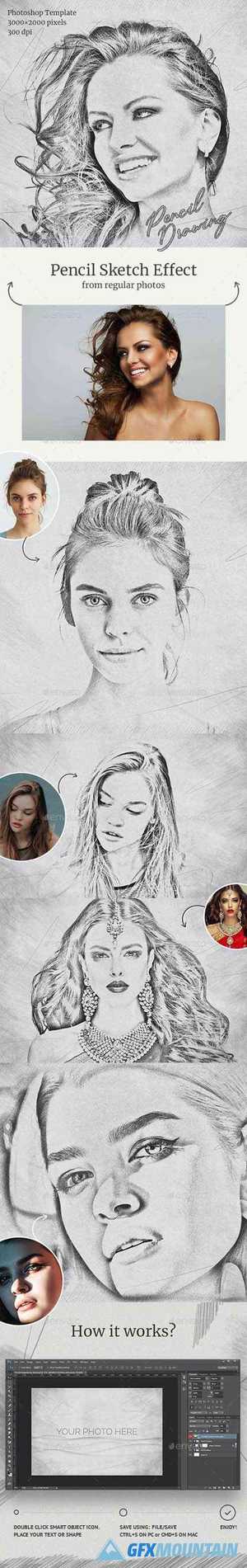 Pencil Drawing Photoshop Template 28663627