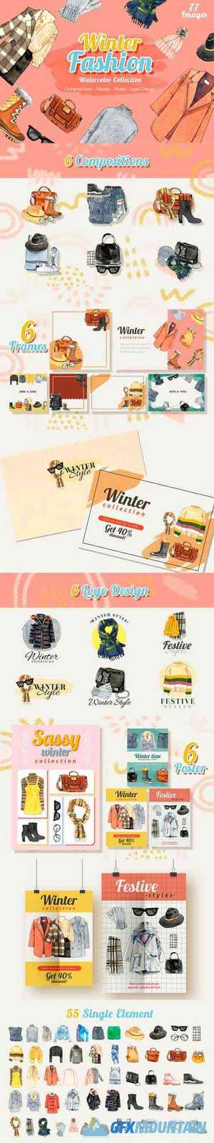 Winter Fashion Watercolor Set 6064097