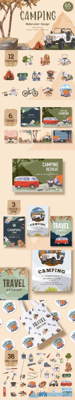Camping Travel Watercolor Set 4862432