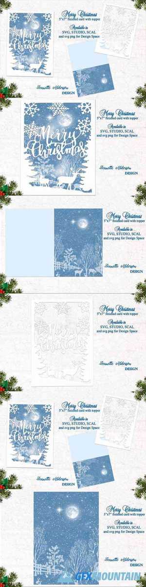 Merry Christmas Reindeer Snowflake Card 6526408