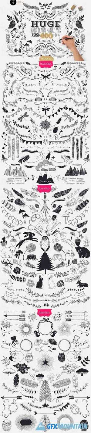 HUGE Hand drawn Nature Pack Elements