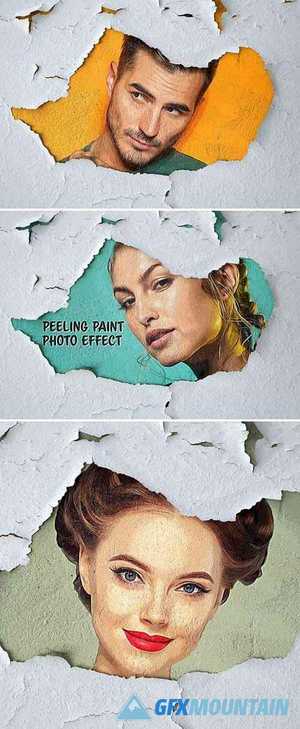 Peeling Paint Photo Effect on Wall Surface Mockup 398357576