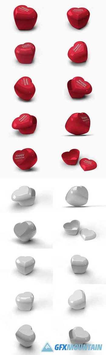 Valentine Love Heart Container Mockup with Lid Bundle