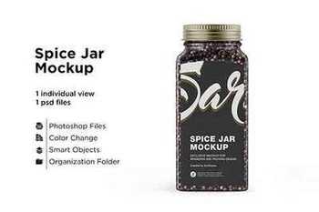 Spice jar with black pepper mockup
