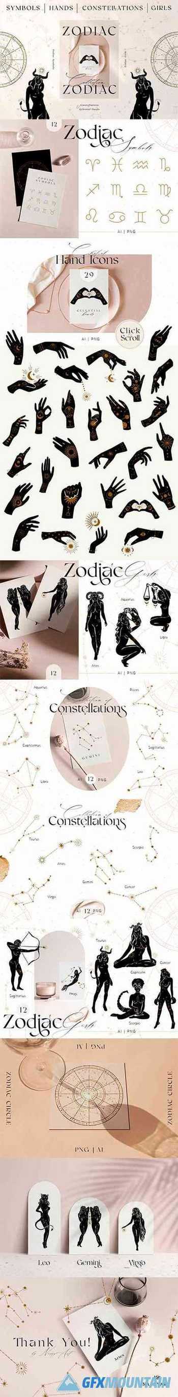 Download Zodiac Celestial Constellations Set 5799316 Free Download Graphics Fonts Vectors Print Templates Gfxmountain Com