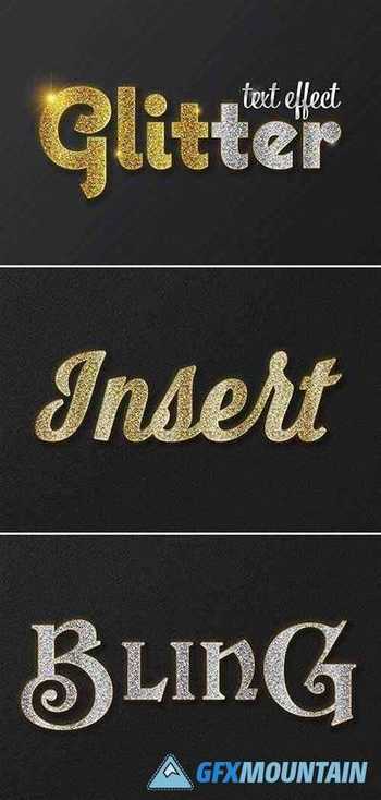 Glitter Text Effect with Gold Stroke Mockup 403658593
