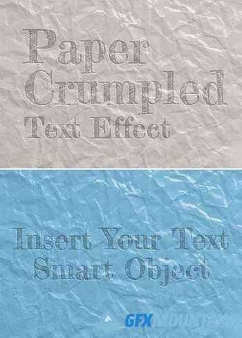 Debossed Text Effect on Crumpled Paper Sheet Texture Mockup 403658451
