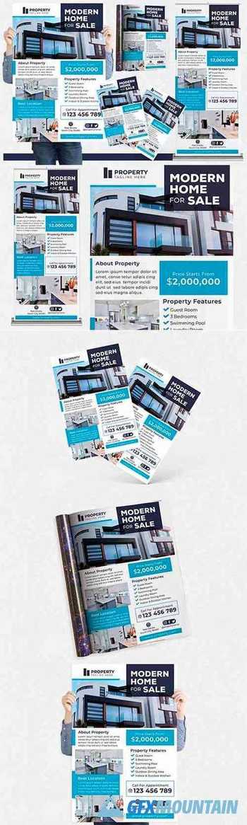Modern Home For Sale #01 Print Templates Pack
