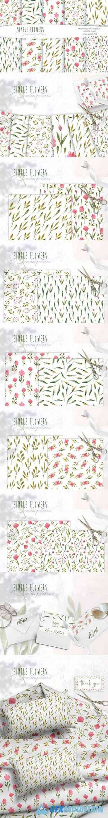 Watercolor Floral Seamless Patterns 8039396
